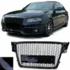 Blanksvart RS4-stil grill till Audi A4 B8 08–11 – sportig honeycomb-design med perfekt passform för en aggressiv front