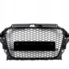 RS3-stil honeycomb grill i blanksvart för Audi A3 8V (2012–2016) – ger bilen ett sportigare och tuffare utseende