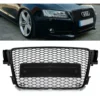 RS5-inspirerad honeycomb-grill i blank svart för Audi A5 B8 – lyft fronten med sportig och exklusiv bilstyling.