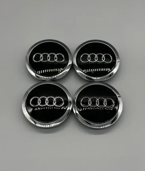 Audi-Centrumkåpor-Svart-Krom-4-pack