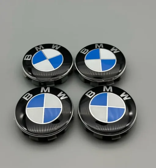 BMW-Centrumkåpor-Blå-Vit-68mm