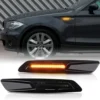 BMW skärmblinkers med svart hölje och smoked tonad lins – LED-blinkers för E-serie, sekventiell och sportig design**