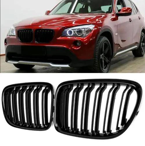 BMW-X1-E84-Grill-Dubbelribb-Blanksvarta