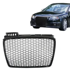 Grill-Audi-A4-B7-RS4-look-honeycomb-i-Blanksvart