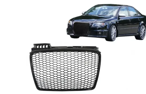 Grill-Audi-A4-B7-RS4-look-honeycomb-i-Blanksvart