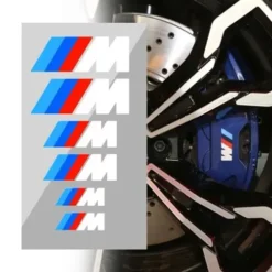 BMW M stickers 6-pack i vit – sportiga dekaler för bilstyling och detaljer