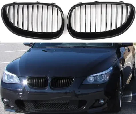 BMW-E60-E61-Grill-Njurar-Svarta-(Singelribb)