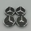 Mercedes-Benz navkåpor svart/silver – 4-pack med klassisk stjärndesign för originalfälgar