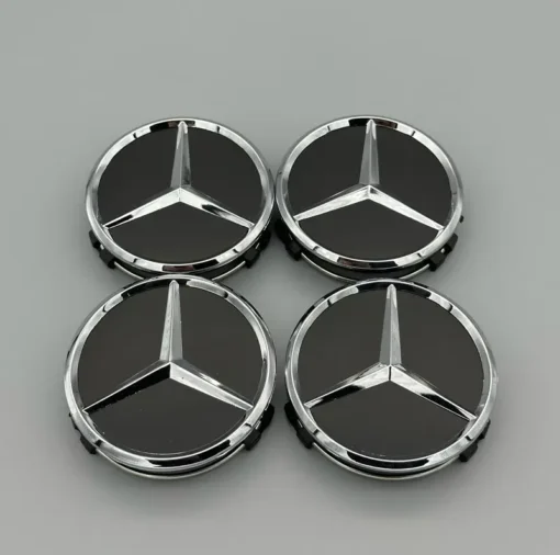 Mercedes-Benz-Centrumkåpor-4-Pack-Svart-Silver