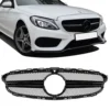 Blanksvart AMG-look grill till Mercedes C-Klass W205 – ger bilen en aggressiv och exklusiv frontprofil.