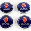 Saab blå navkåpor 63 mm – 4-pack centrumkåpor med klassisk design och fräsch blå finish