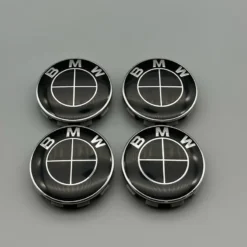 BMW navkåpor svarta – 68 mm centrumkåpor i 4-pack med klassisk design i mörk ton