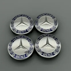 Mercedes-Benz blå centrumkåpor – 4-pack navkåpor med elegant blå logga och stilren design