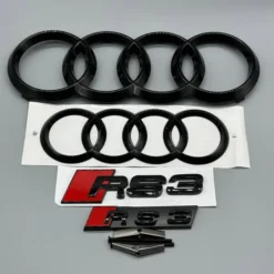 Audi-RS3-Emblem-Kit-Svarta-Paket-Ringar-Grillemblem