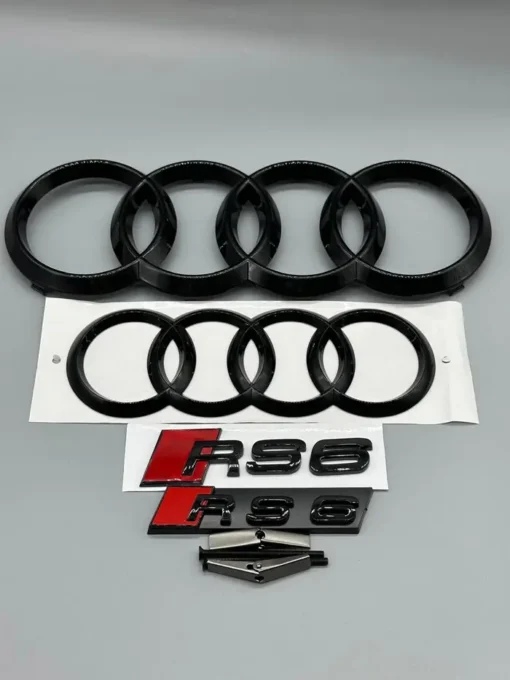 Audi-RS6-Emblem-Kit-Paketpris-Ringar-Emblem-
