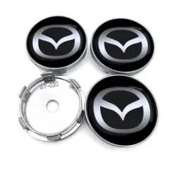 Mazda navkåpor 60 mm – svart 4-pack centrumkåpor med modern design