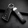 Tesla-Nyckelring-Läder-Lyx-