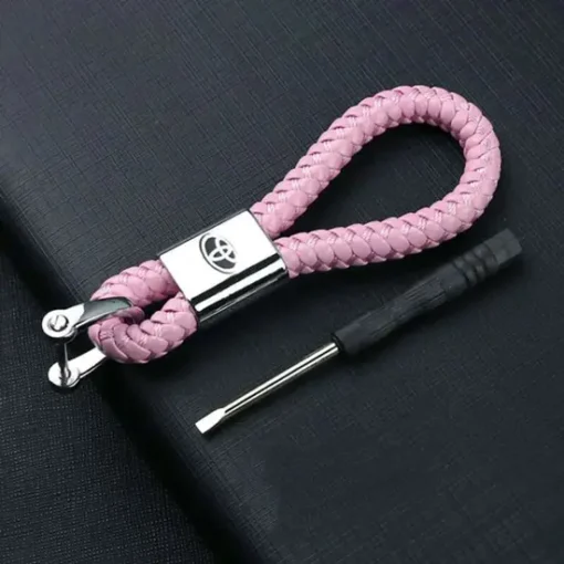 Toyota-Flätad-Nyckelring-Rosa