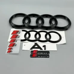 Audi-A1-Emblem-Set-Paketpris-Blanksvart-Sline