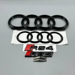 Audi-RS4-Emblem-Set-Paketpris-Blanksvart