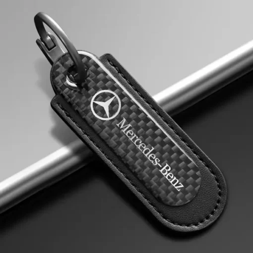 Mercedes-Benz-Nyckelring-Kolfiber-Läder
