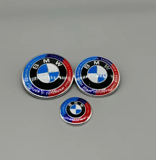 BMW-Emblem-50-årsjubileum-3pack-motorhuv-emblem-rattemblem-bagageemblem