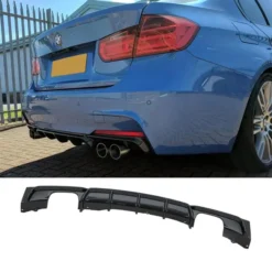 Ge din BMW F30/F31 ett aggressivt utseende med en blanksvart diffuser för 4-rörssystem – sportig M Performance-styling & perfekt passform!
