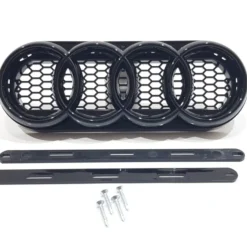 273mm – blanksvart Audi-ring + hållare för RS-grill – passar A3 A4 A5 A6 A7