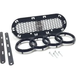 Komplett emblemkit 273mm – blanksvart Audi-ring + hållare för RS-grill – passar A3 A4 A5 A6 A7