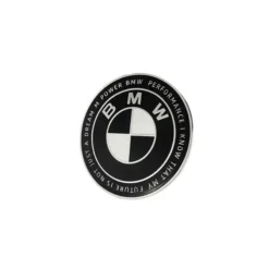 BMW emblem svart/vit 50-årsjubileum – 82 mm fram och 74 mm bak – 2-pack