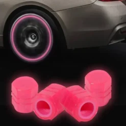 Rosa självlysande neon ventilhattar för bil, cykel och moped – lyser i mörkret för stil och synlighet.