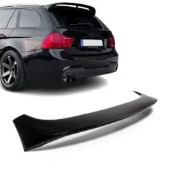 Blanksvart takvinge Performance till BMW E91 Touring – sportigare och mer markerad bakprofil.