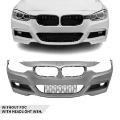 M Sport frontstötfångare utan PDC monterad på BMW 3-serie F30/F31 som ger bilen en sportigare och mer aggressiv front.