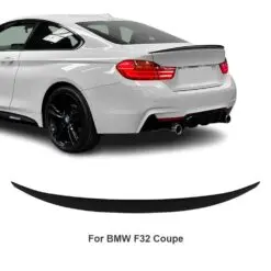 Blanksvart Performance-vinge monterad på BMW F32 – ger ett aggressivt och sportigt utseende.