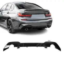 Blanksvart Performance-diffuser monterad på BMW G20/G21 som ger bilen ett sportigare och mer dynamiskt bakparti.