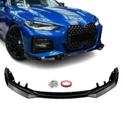 Blanksvart frontläpp för BMW 4-serie G22/G23 som ger bilen ett aggressivt sportutseende och förbättrad aerodynamik.