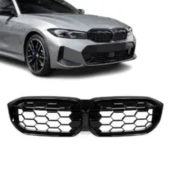 Blanksvart M340 Style grill för BMW G20/G21 LCI som ger bilen en aggressiv sportlook och moderniserad frontdesign.