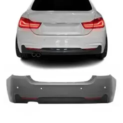 Sportig M Sport bakre stötfångare monterad på BMW 4 Series Gran Coupe F36 som ger bilen en mer aggressiv och dynamisk M-inspirerad design.
