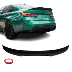 Blanksvart PSM Vinge för BMW G20/G80 som ger bilen ett aggressivt sportutseende och förbättrad aerodynamik för högre prestanda.