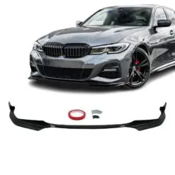 Blanksvart Performance Frontläpp för BMW G20/G21 2018-2022, aerodynamisk design som ger bilen ett aggressivt och stilrent utseende.