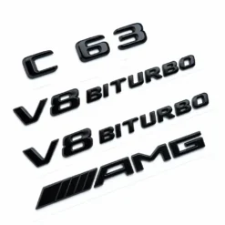 Mercedes C63 AMG emblem kit blanksvart för baklucka med sportig och exklusiv styling