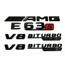 Mercedes E63s AMG emblem kit blanksvart för baklucka med sportig och exklusiv styling