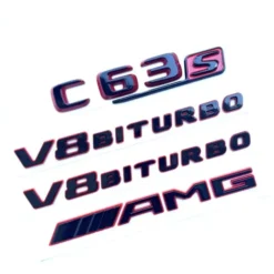 Mercedes C63s AMG emblem kit rött svart för baklucka med sportig och aggressiv styling