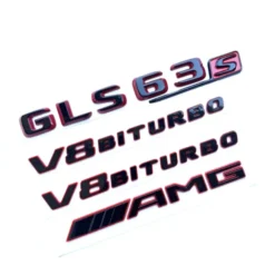 Mercedes GLS63 AMG emblem kit blanksvart monterat på bil för sportig och exklusiv styling