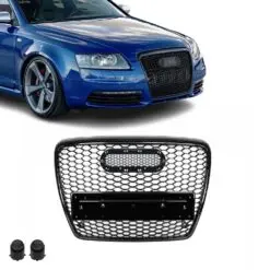 RS-look honeycomb grill till Audi A6/S6 C6 4F 2004–2011 – ger fronten ett sportigt och exklusivt utseende.