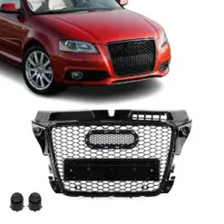 RS3-look honeycomb grill till Audi A3 8P S3 Facelift 2008–2012 – ger ett aggressivt och modernt utseende.