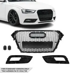 RS4-look grill med dimljusgaller till Audi A4/S4 B8 2008–2015 – ger ett aggressivt och exklusivt utseende fram.