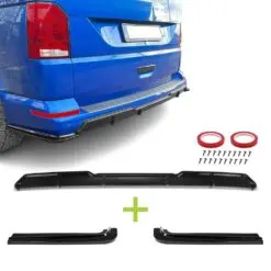 Blanksvarta baksplitters set till VW T6/T6.1 som ger bilen en sportig, stilren och aggressiv bakprofil.