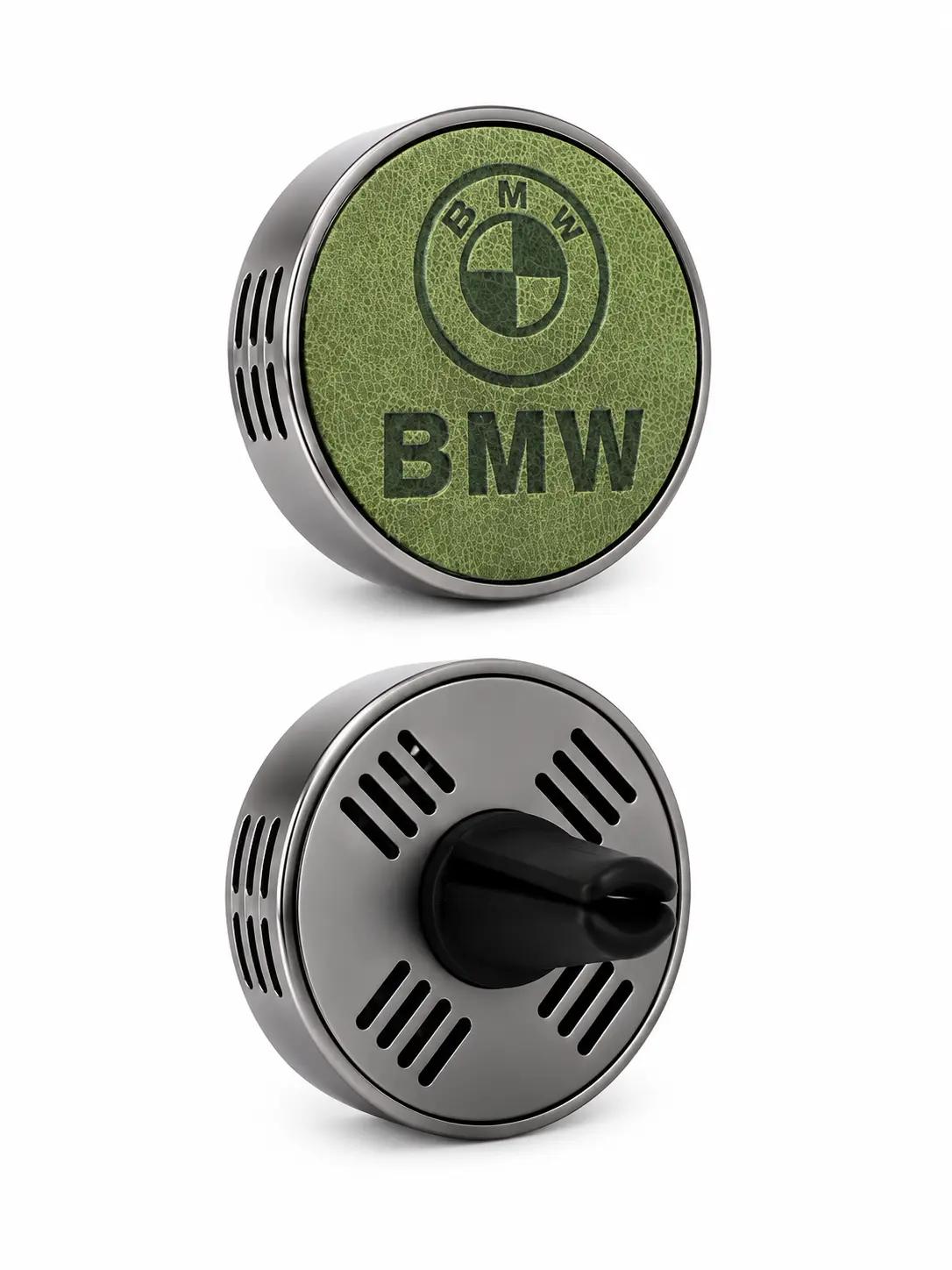 BMW bil doft aroma med logotyp i grön design för ventilationsgaller.