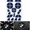 BMW klistermärken för emblem i blå kolfiber – appliceras på befintliga emblem, ratt och fälgemblem för en sportig BMW-look.